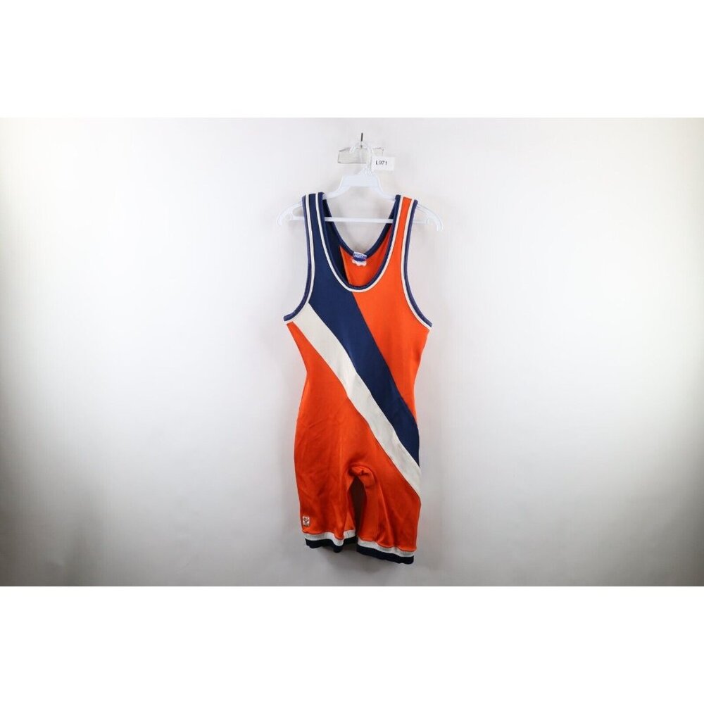 Vintage 90s Brute Wrestling Mens XL Color Block Spandex Uniform Singlet USA